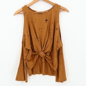 Les Soeurs Distressed Cold Shoulder Top Womens Size S Gremlin Goblin Urban Indie